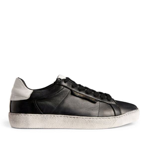 AllSaints Sheer Leather Sneakers In Black White Bicolor - Picture 4 of 14